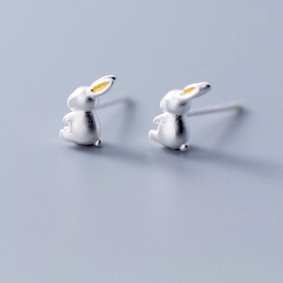 Sterling Silver Bunny Rabbit Earrings - Picture 4 of 4